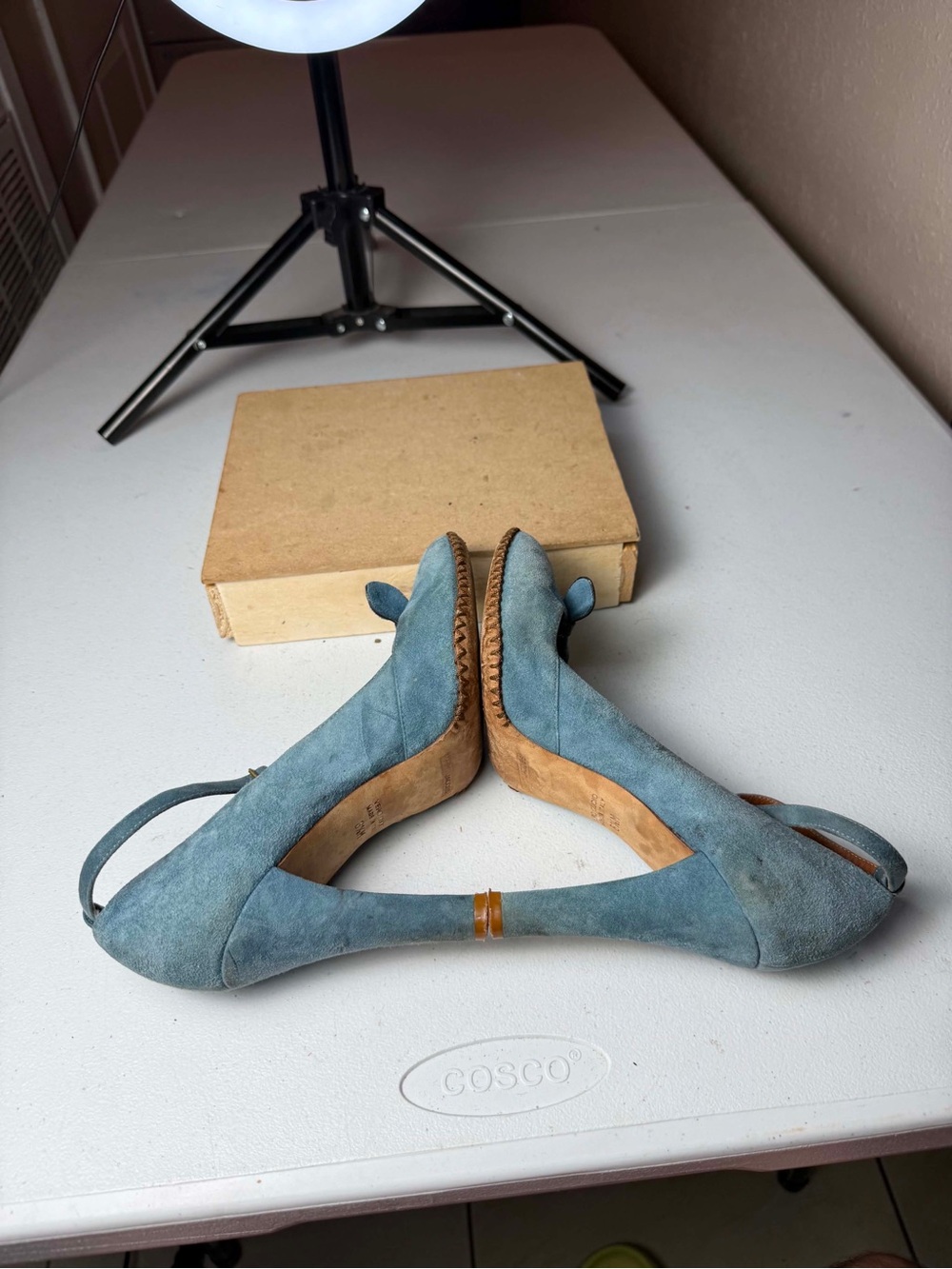 Marc Jacobs dusty blue suede heels Sz 8.5 Broken hook - Picture 8 of 13